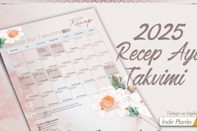 İndirilebilir Üç Aylar (Recep ayı) planlayıcısı - 2025