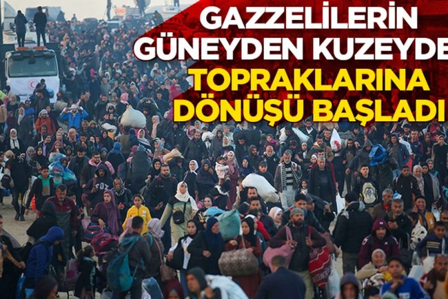 Gazze'de zorla yerinden edilen on binlerce Filistinlinin güneyden kuzeydeki topraklarına dönüşü başladı