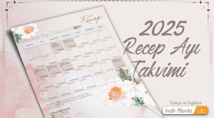 İndirilebilir Üç Aylar (Recep ayı) planlayıcısı - 2025