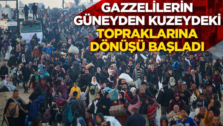 Gazze'de zorla yerinden edilen on binlerce Filistinlinin güneyden kuzeydeki topraklarına dönüşü başladı