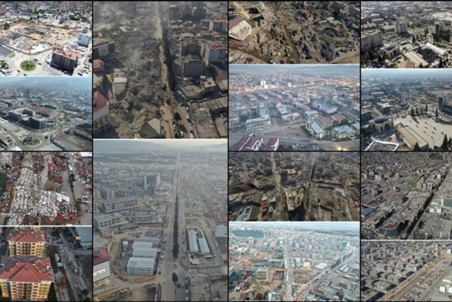 Depremlerin yıkıma neden olduğu il merkezleri havadan görüntülendi