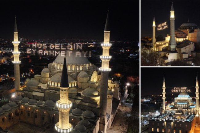 İstanbul'daki camiler mahyalarla süsleniyor