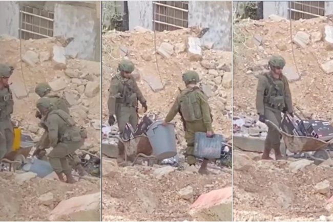 İşgalci askerlerin Batı Şeria'da Filistinlilerin eşyalarını "çaldığı" görüntüler ortaya çıktı