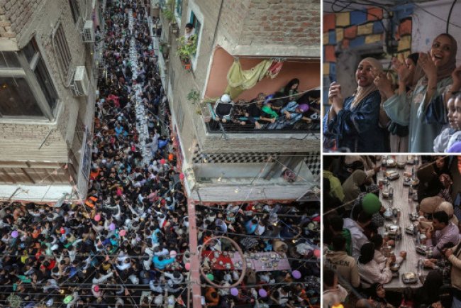 Mısır'da binlerce kişi 'en büyük iftar sofrası'nda bir araya geldi