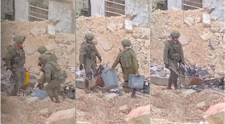 İşgalci askerlerin Batı Şeria'da Filistinlilerin eşyalarını "çaldığı" görüntüler ortaya çıktı