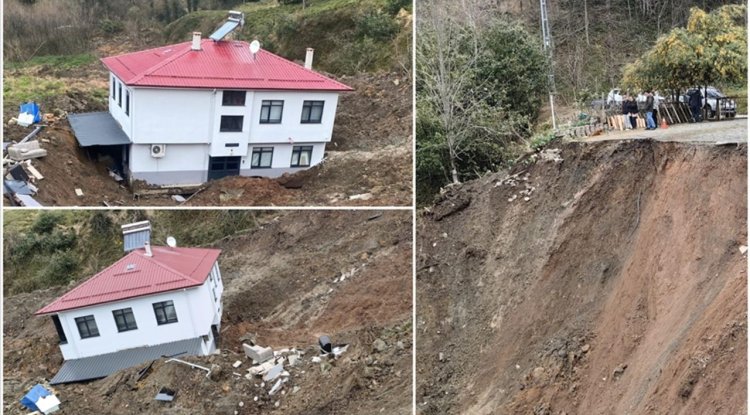 Artvin'deki heyelandan etkilenen 2 katlı ev sürüklendi