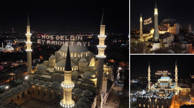 İstanbul'daki camiler mahyalarla süsleniyor