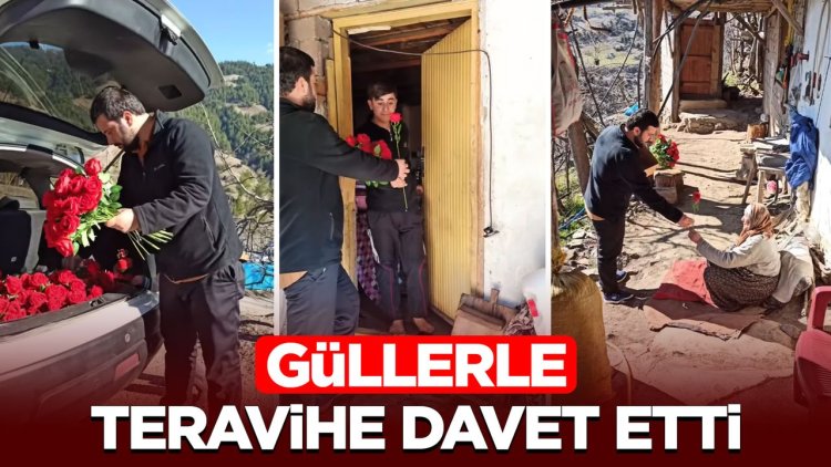 Güllerle teravihe davet etti