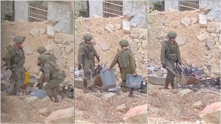 İşgalci askerlerin Batı Şeria'da Filistinlilerin eşyalarını "çaldığı" görüntüler ortaya çıktı