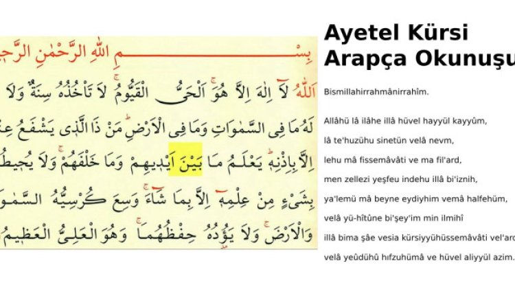 AYETEL KÜRSİ OKUNUŞU: Ayetel Kürsi Arapça Türkçe okunuşu, Diyanet meali, anlamı ve tefsiri