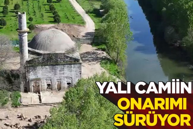 Edirne'de Tunca kenarındaki yalı camiinin onarımı sürüyor