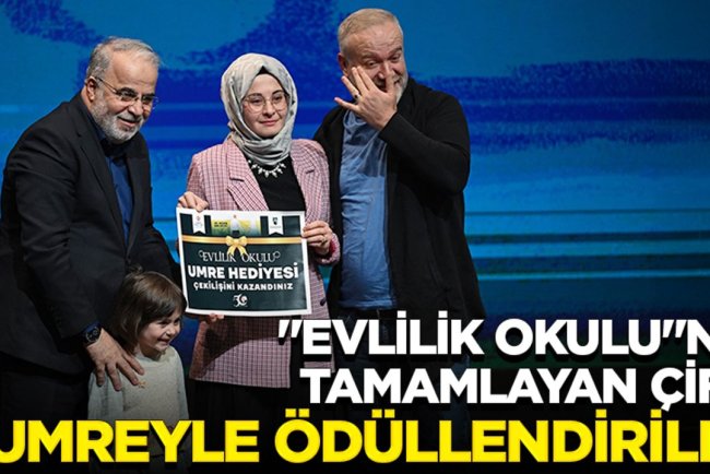 "Evlilik Okulu"nu tamamlayan çift umreyle ödüllendirildi