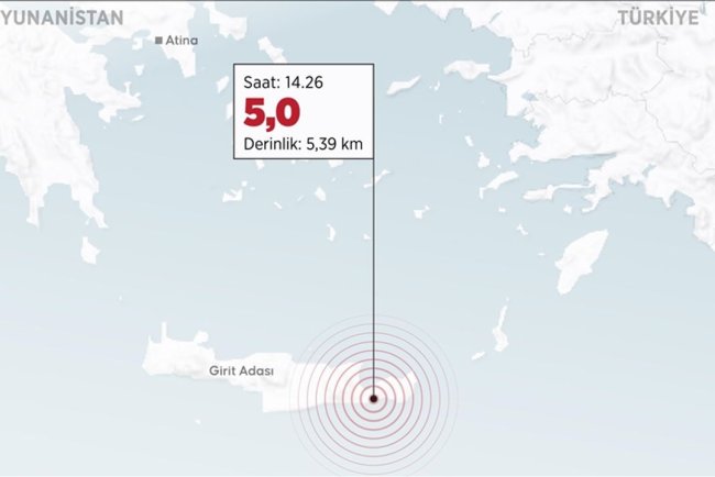 Ege Denizi'nde 5 büyüklüğünde deprem