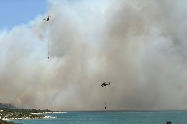 İzmir'de çıkan orman yangına müdahale ediliyor