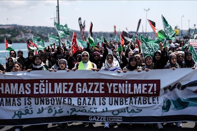 "Küresel Gazze Yürüyüşü" İstanbul'da düzenlendi