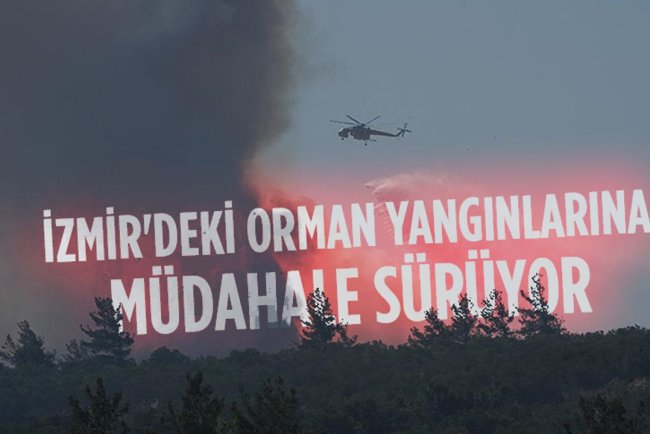 İzmir'deki orman yangınlarına müdahale sürüyor