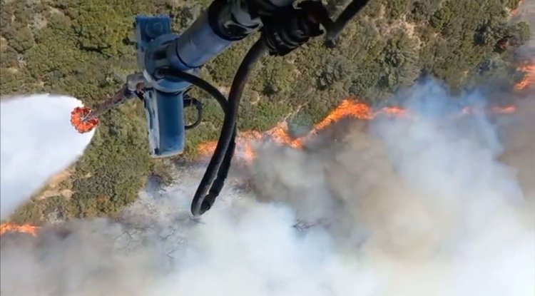 İzmir'in Foça ilçesinde çıkan orman yangınına müdahale ediliyor