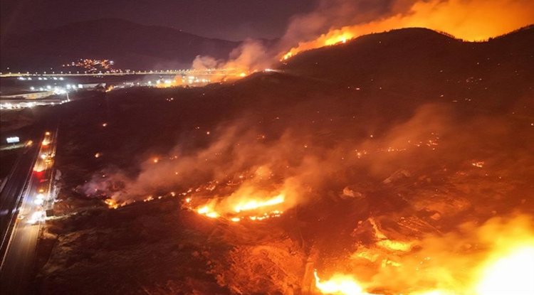 İzmir'de çöplük alanda başlayan yangın ormanlık alana sıçradı
