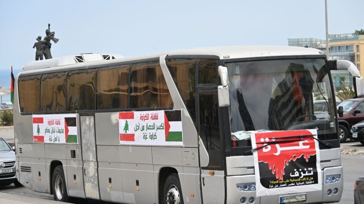 Lübnan konvoyu "Küresel Gazze Yürüyüşü"ne katılmak için yola çıktı