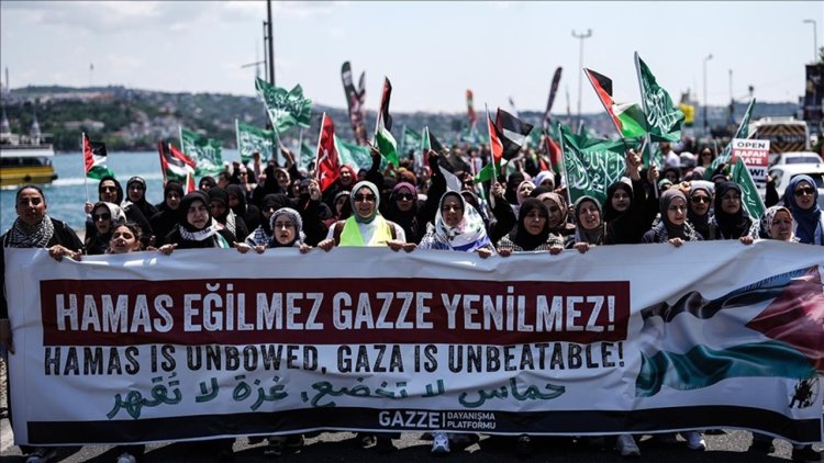 "Küresel Gazze Yürüyüşü" İstanbul'da düzenlendi
