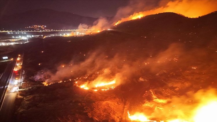 İzmir'de çöplük alanda başlayan yangın ormanlık alana sıçradı