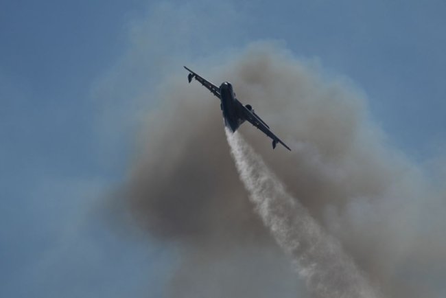 İzmir'in Urla ilçesinde çıkan orman yangınına müdahale ediliyor