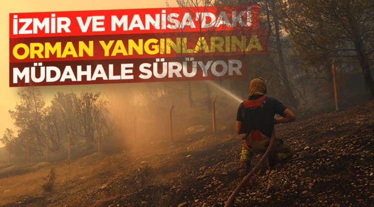 İzmir ve Manisa'daki orman yangınlarına müdahale sürüyor