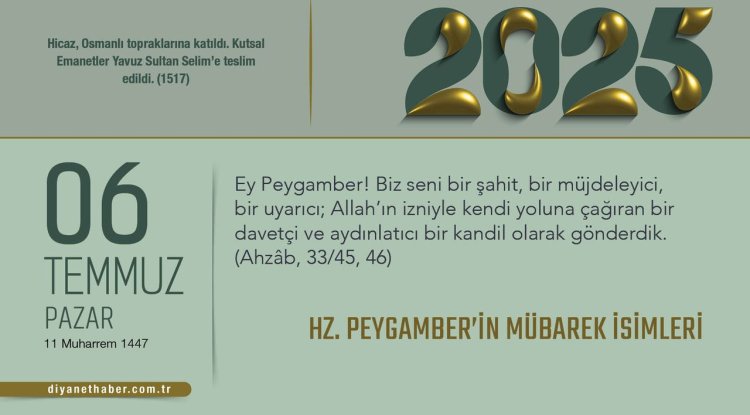 Hz. Peygamber’in Mübarek İsimleri