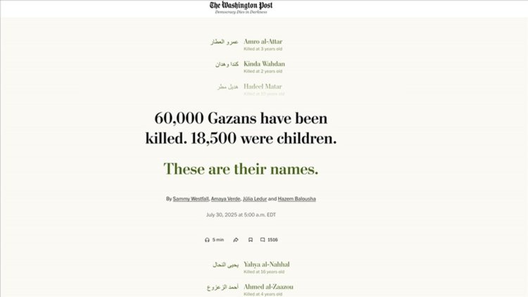 Washington Post, Gazze'de şehit edilen 18 bin 500 Filistinli çocuğun isimlerini yayımladı