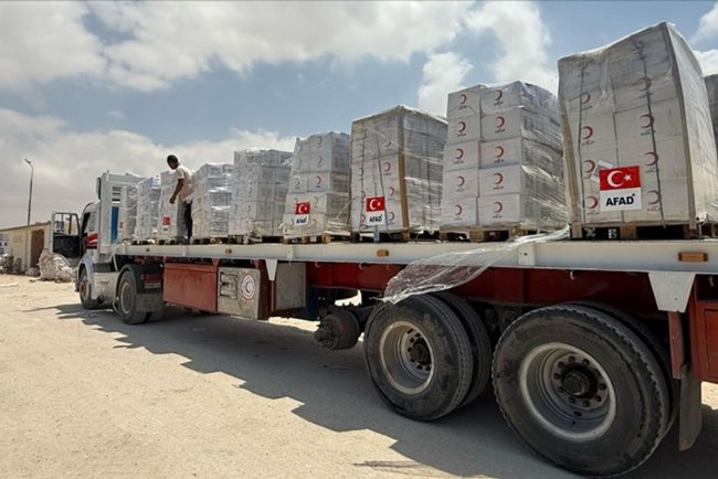 Türkiye, Ekim 2023'ten bu yana Gazze'ye 101 bin 271 tonluk insani yardım malzemesi ulaştırdı