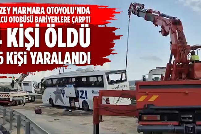 Kuzey Marmara Otoyolu'nda yolcu otobüsü bariyerlere çarptı, 4 kişi öldü, 26 kişi yaralandı