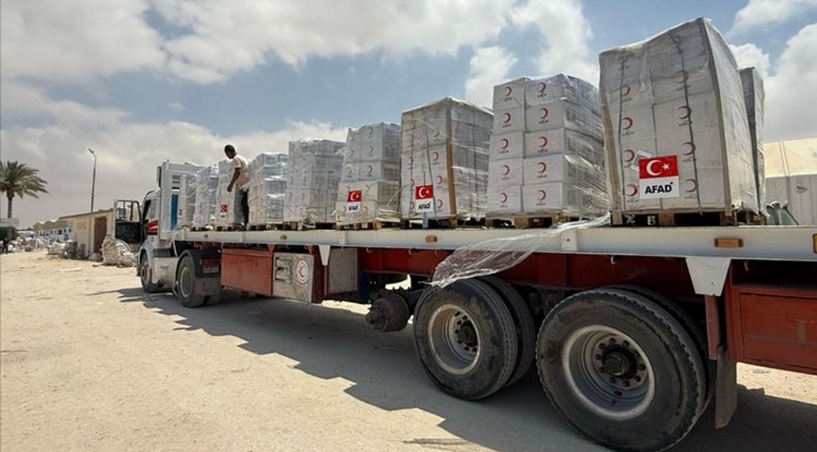 Türkiye, Ekim 2023'ten bu yana Gazze'ye 101 bin 271 tonluk insani yardım malzemesi ulaştırdı