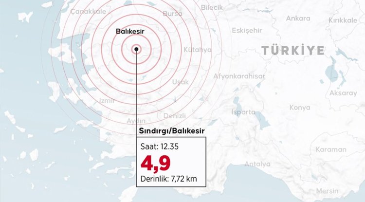 Balıkesir'de 4,9 büyüklüğünde deprem