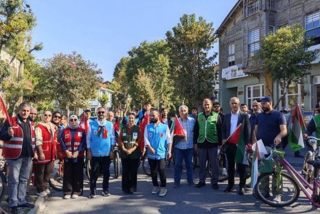 Adalar'da özgür Filistin için pedal çevirdiler