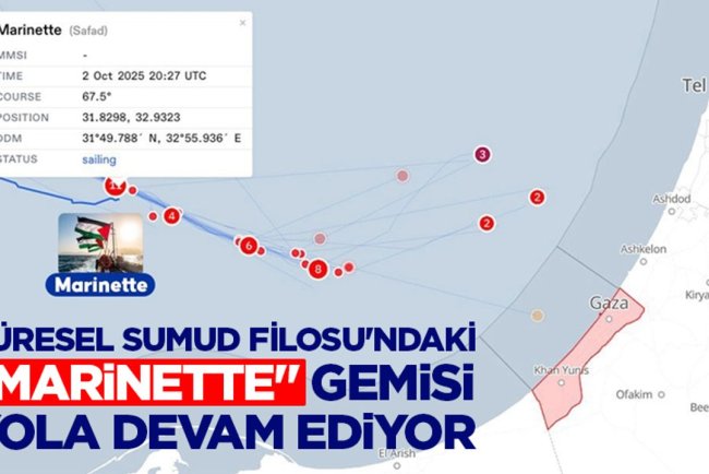 Küresel Sumud Filosu'ndaki "Marinette" gemisi yola devam ediyor