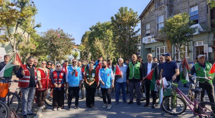 Adalar'da özgür Filistin için pedal çevirdiler