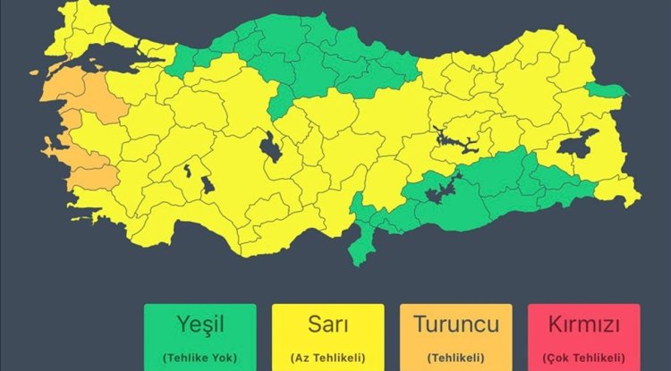 İçişleri Bakanlığından 52 il için "sarı", 4 il için de "turuncu" kodlu meteorolojik uyarı