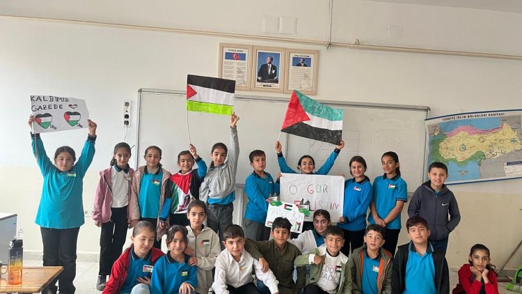 Ceylanpınar'daki okullardan Gazze'ye destek