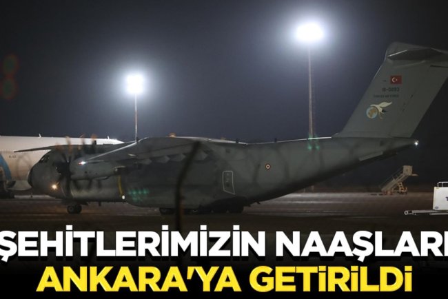 Gürcistan'da düşen askeri kargo uçağında şehit olan askerlerin naaşları Ankara'ya getirildi