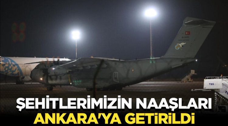 Gürcistan'da düşen askeri kargo uçağında şehit olan askerlerin naaşları Ankara'ya getirildi