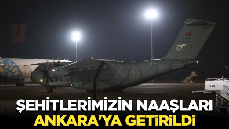 Gürcistan'da düşen askeri kargo uçağında şehit olan askerlerin naaşları Ankara'ya getirildi